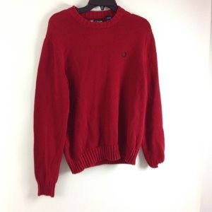 Chaps Men's Knit Sweater Size M Red Longsleeve